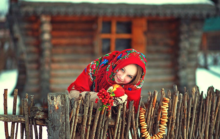 Sexy girl Women in Slavic costumes in Kishinev