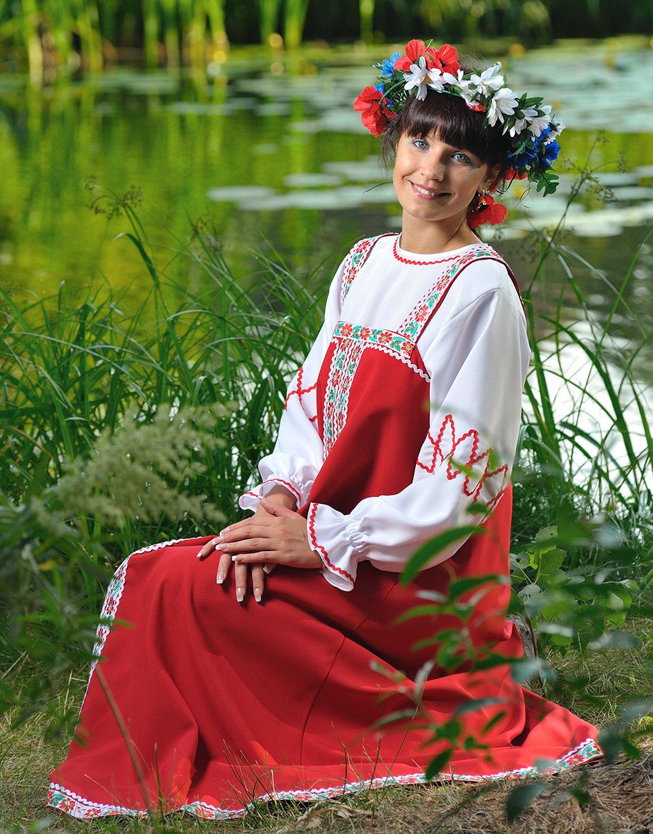 Beautiful girl Girls in Slavic costumes in Kishinev